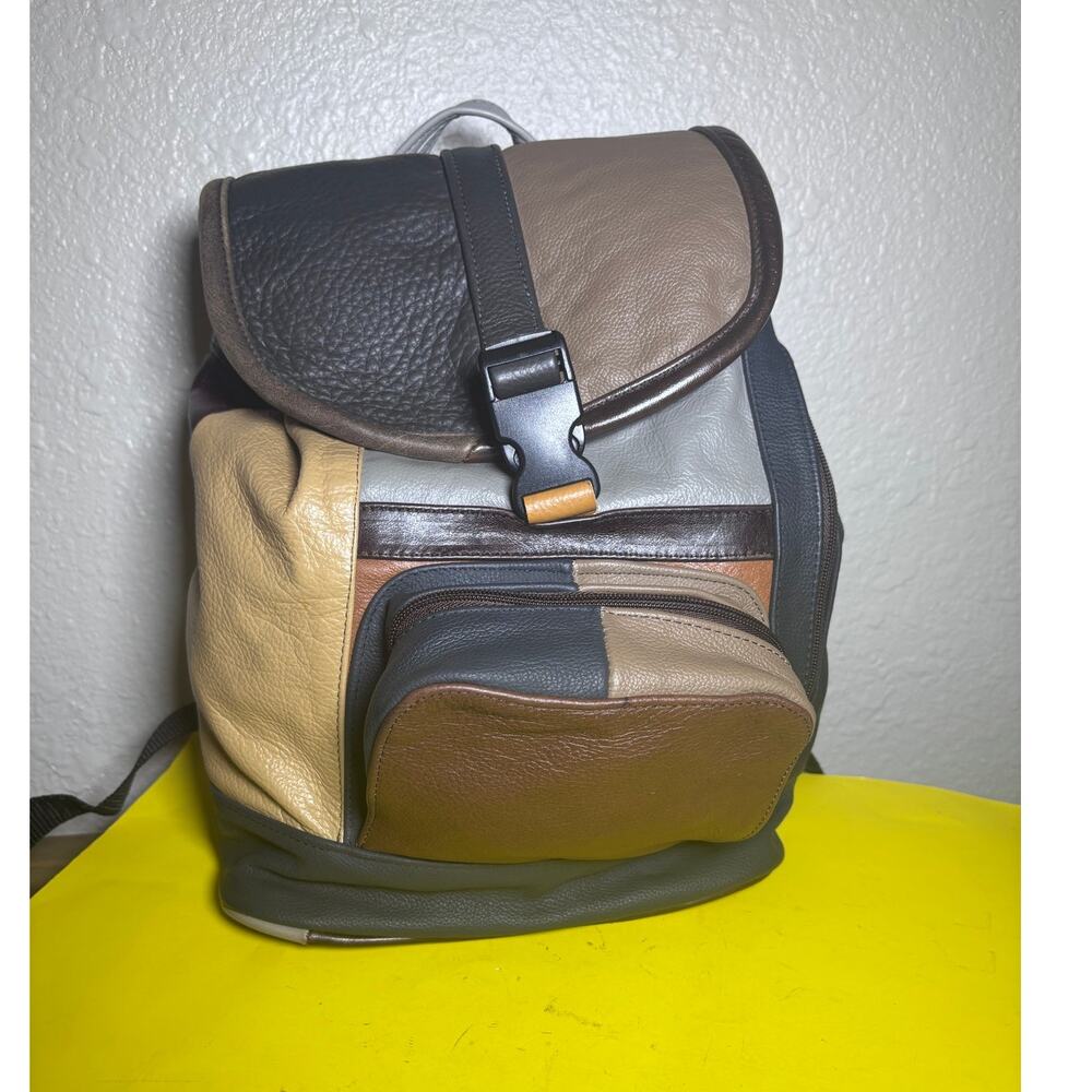 Leather Patchwork Backpack Travel Organization Bohemian mid size Made in Mexico